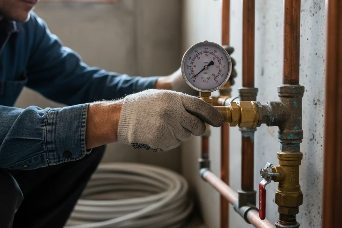 Pressure testing a repaired line during Water Line Repair in West Milford